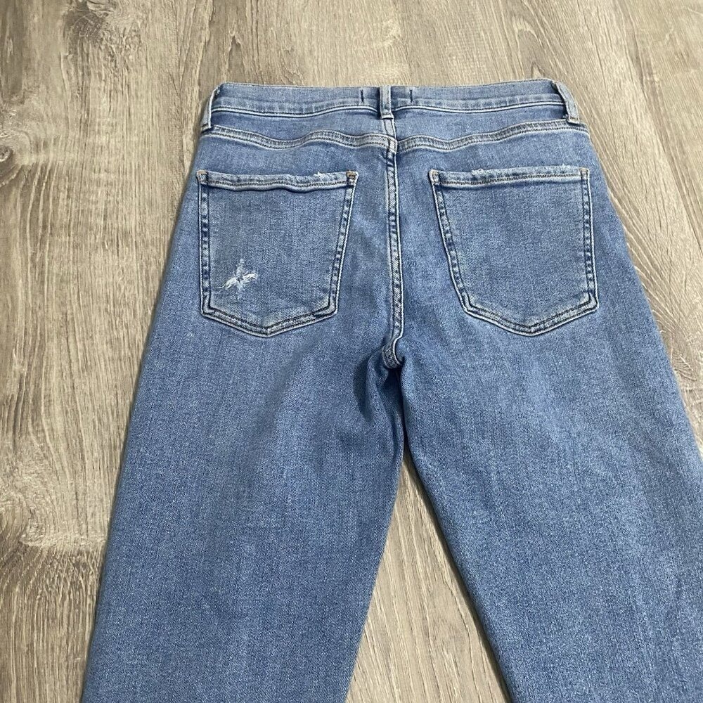 AGOLDE Sophie Crop Mid Rise Jean With Chewed Hem Womens 27 Blue Stretch Denim - Picture 3 of 6